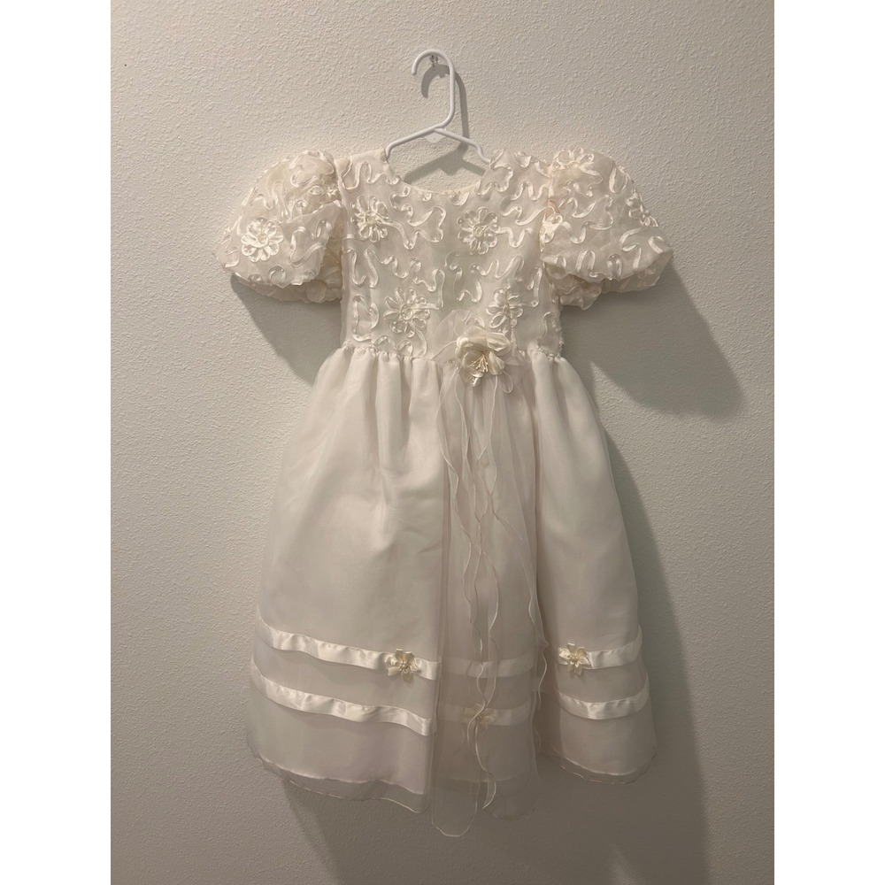 Lida California Girls White Floral Embroidered Organza Special Occasion Dress 6